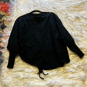Women's Black Drawstring Hem Sweater